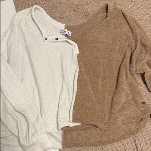 American Eagle Outfitters Two-Tone Sweater - Cream and Brown